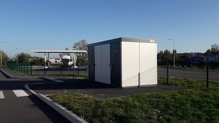 Toilet block in a service area