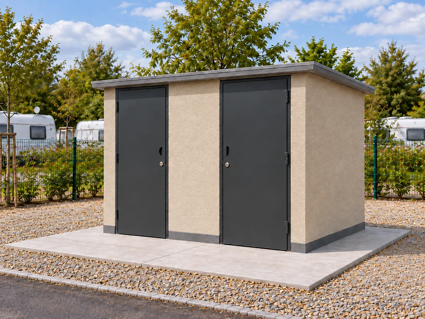 Sanitaire ensemble beige en gris