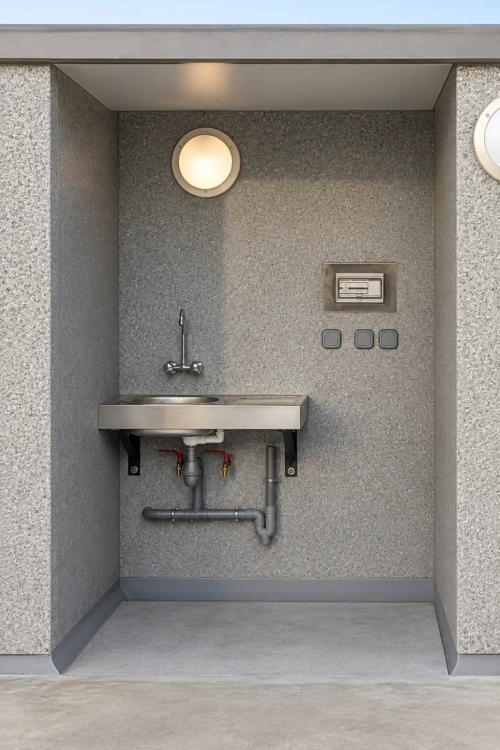 Toiletten en PMR-steunbar in een sanitaire cabine