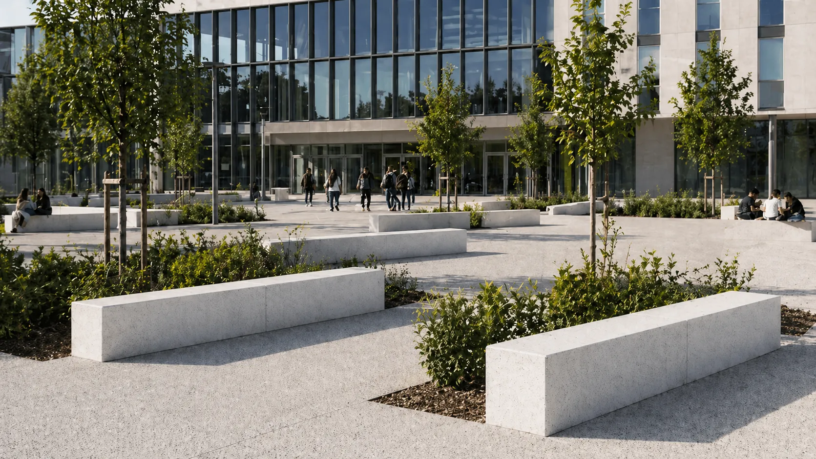 Banc et table en béton